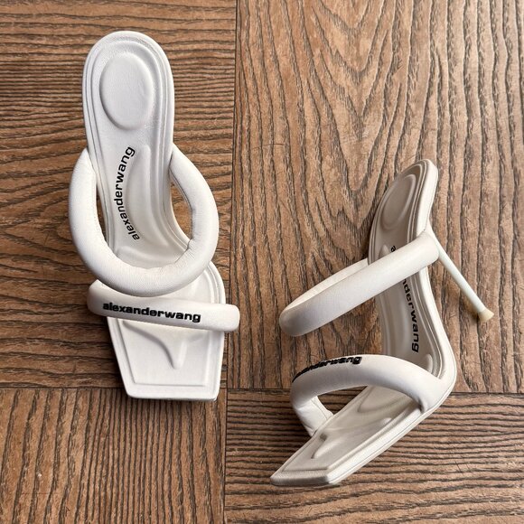 NEW Alexander Wang Julie Tubular Sandal White Leather Size 7 - Picture 1 of 15